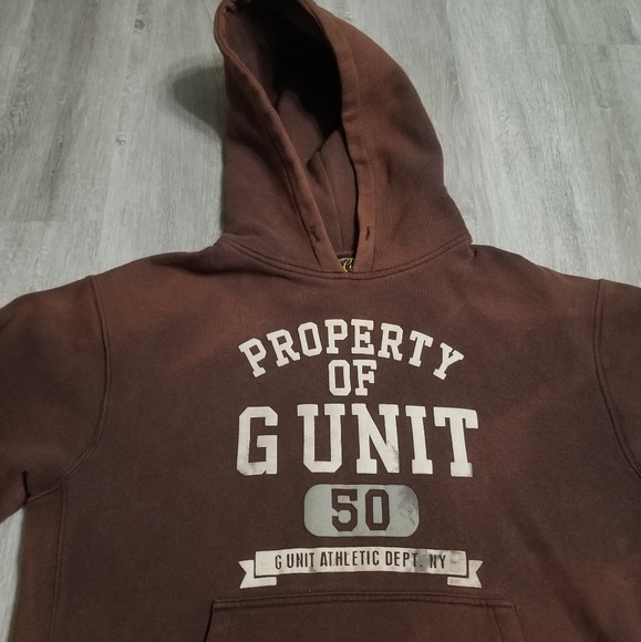 Vintage Y2K G-Unit 50 Cent Heavyweight Brown Hoodie Size XL - Picture 3 of 10